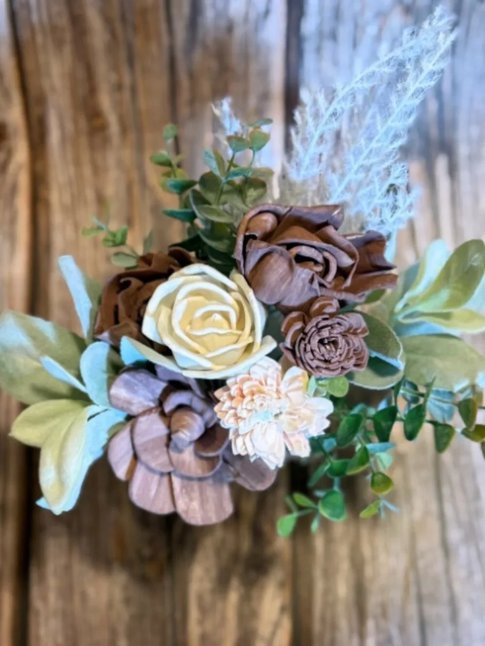 Sola Wood Brown Red Wedding Floral Table Centerpieces Set of 3 Mason Jar Decor